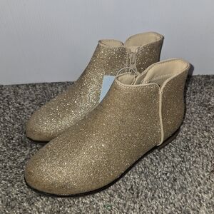 Gold Glittery Ankle Boots, Zip Up, Girls Size 1, Art Class Brand, New With Tags